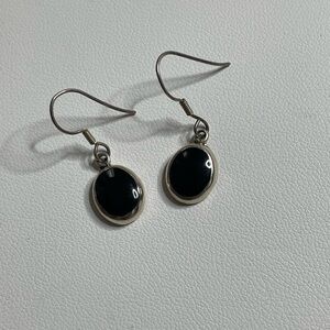 Black Onyx and Silver Earrings